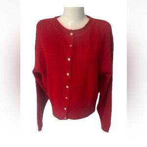 Express Tricot Red Angora Blend 90”s VTG Cardigan Sweater M